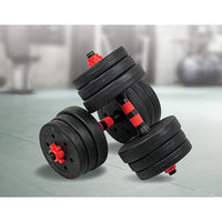 Thumbnail for 20kg Adjustable Rubber Dumbbell Set Barbell Home GYM Exercise Weights