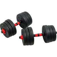 Thumbnail for 20kg Adjustable Rubber Dumbbell Set Barbell Home GYM Exercise Weights