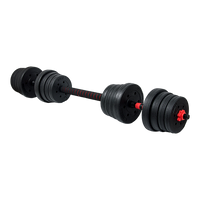 Thumbnail for 30kg Adjustable Rubber Dumbbell Set Barbell Home GYM Exercise Weights