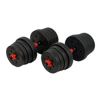 Thumbnail for 30kg Adjustable Rubber Dumbbell Set Barbell Home GYM Exercise Weights