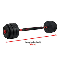 Thumbnail for 40kg Adjustable Rubber Dumbbell Set Barbell Home GYM Exercise Weights