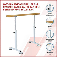 Thumbnail for Wooden Portable Ballet Bar Stretch Barre Dance Bar 1.5M Freestanding Ballet Bar