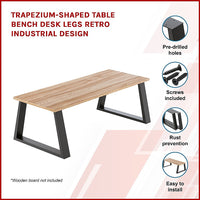 Thumbnail for Trapezium-Shaped Table Bench Desk Legs Retro Industrial Design Fully Welded - Black