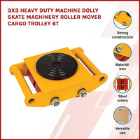 Thumbnail for 3x3 Heavy Duty Machine Dolly Skate Machinery Roller Mover Cargo Trolley 6T