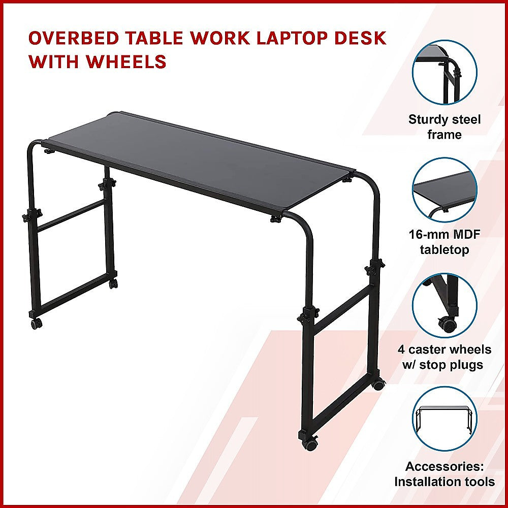 Overbed Table Work Laptop Desk with Wheels