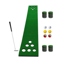 Thumbnail for Golf Beer Pong Game Toy Set Green Golf Putting Matt with 2 Putters, 6 Balls