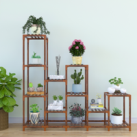 Thumbnail for Indoor Outdoor Garden Plant Stand Planter Flower Pot Shelf Wooden Shelving - 12 Shelves