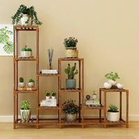 Thumbnail for Indoor Outdoor Garden Plant Stand Planter Flower Pot Shelf Wooden Shelving - 12 Shelves