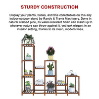 Thumbnail for Indoor Outdoor Garden Plant Stand Planter Flower Pot Shelf Wooden Shelving - 12 Shelves