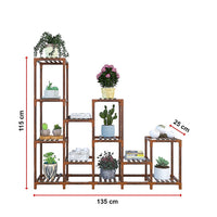 Thumbnail for Indoor Outdoor Garden Plant Stand Planter Flower Pot Shelf Wooden Shelving - 12 Shelves