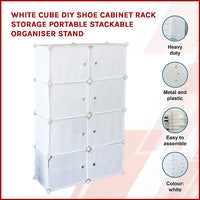 Thumbnail for White Cube DIY Shoe Cabinet Rack Storage Portable Stackable Organiser Stand