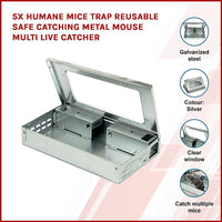 Thumbnail for 5x Humane Mice Trap Reusable Safe Catching Metal Mouse Multi Live Catcher