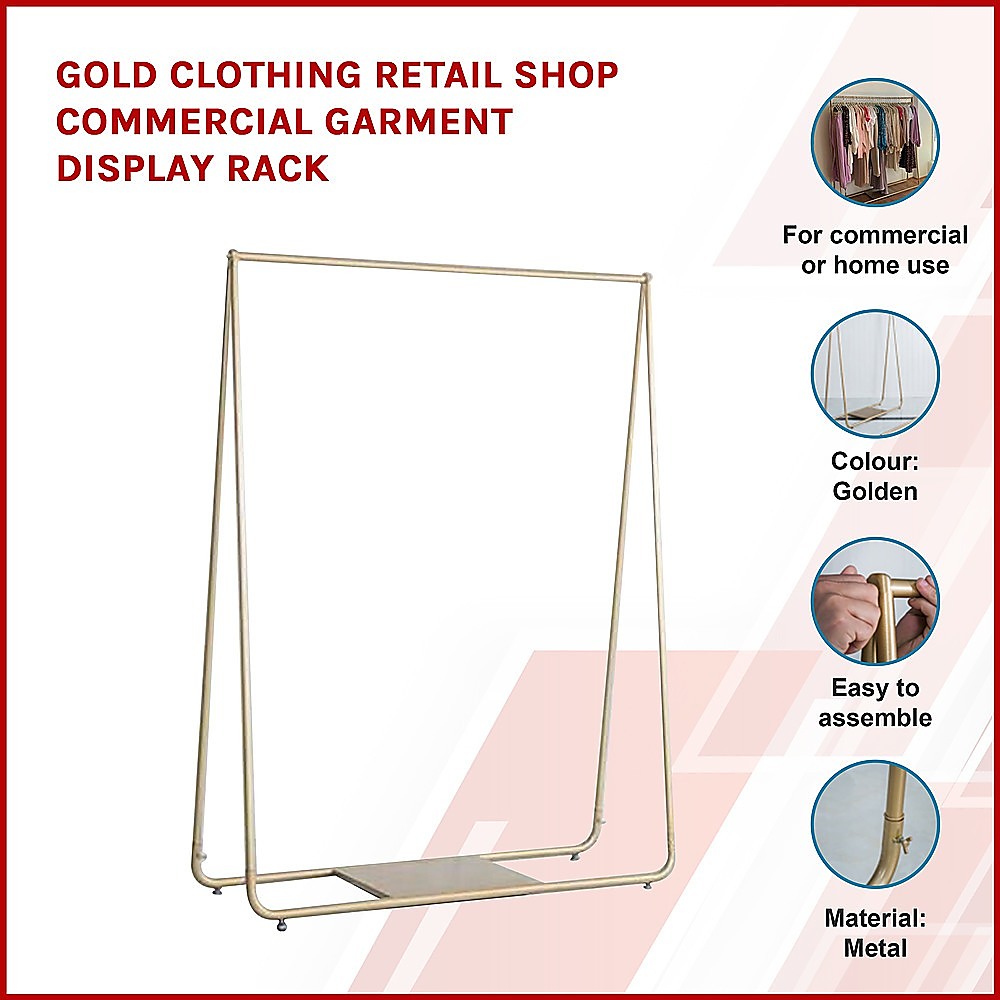 Gold Clothing Retail Shop Commercial Garment Display Rack