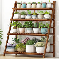 Thumbnail for Plant Stand Outdoor Indoor Garden Wood Bamboo Shelf Folding 100CM Length