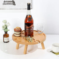 Thumbnail for Outdoor Picnic Table Wooden Portable Folding Mini Wine Rack Picnic Table