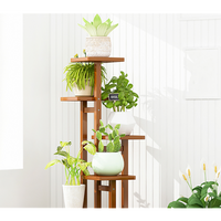 Thumbnail for 5 Tiers Vertical Bamboo Plant Stand Staged Flower Shelf Rack Outdoor Garden