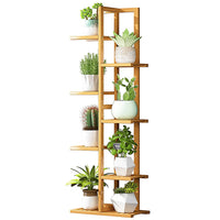 Thumbnail for 6 Tiers Vertical Bamboo Plant Stand Staged Flower Shelf Rack Outdoor Garden