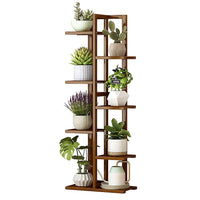 Thumbnail for 6 Tiers Vertical Bamboo Plant Stand Staged Flower Shelf Rack Outdoor Garden