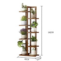 Thumbnail for 6 Tiers Vertical Bamboo Plant Stand Staged Flower Shelf Rack Outdoor Garden