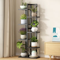 Thumbnail for 6 Tiers Vertical Bamboo Plant Stand Staged Flower Shelf Rack Outdoor Garden