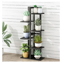 Thumbnail for 6 Tiers Vertical Bamboo Plant Stand Staged Flower Shelf Rack Outdoor Garden