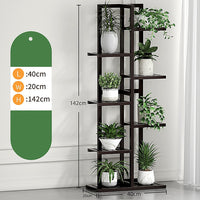 Thumbnail for 6 Tiers Vertical Bamboo Plant Stand Staged Flower Shelf Rack Outdoor Garden