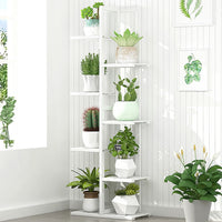 Thumbnail for 6 Tiers Vertical Bamboo Plant Stand Staged Flower Shelf Rack Outdoor Garden