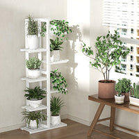 Thumbnail for 6 Tiers Vertical Bamboo Plant Stand Staged Flower Shelf Rack Outdoor Garden