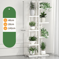 Thumbnail for 6 Tiers Vertical Bamboo Plant Stand Staged Flower Shelf Rack Outdoor Garden