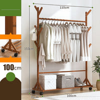 Thumbnail for Portable Clothes Rack Coat Garment Stand Bamboo Rail Hanger Airer Closet