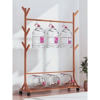 Thumbnail for Portable Clothes Rack Coat Garment Stand Bamboo Rail Hanger Airer Closet