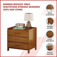 Thumbnail for Bamboo Bedside Table Nightstand Storage Bedroom Sofa Side Stand