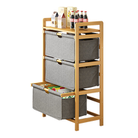 Thumbnail for Bamboo Shelf with Storage Hamper - Wooden Bamboo Removable Bags