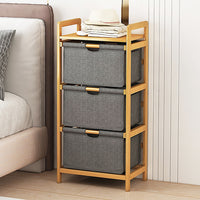 Thumbnail for Bamboo Shelf with Storage Hamper - Wooden Bamboo Removable Bags