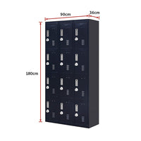 Thumbnail for 12-Door Locker for Office Gym Shed School Home Storage - 3-Digit Combination Lock