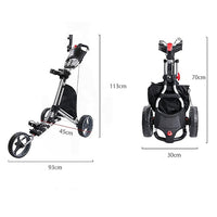 Thumbnail for Golf Club Buggy Trolley Cart Compact Foldable 3 Wheel