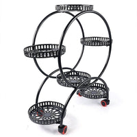 Thumbnail for 4 Layer 6 Pots Flower Holder Plant Stand Shelf 4-Wheel Free Moving Rack