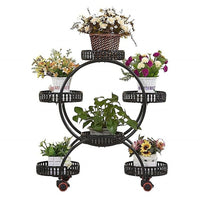 Thumbnail for 4 Layer 6 Pots Flower Holder Plant Stand Shelf 4-Wheel Free Moving Rack