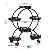 Thumbnail for 4 Layer 6 Pots Flower Holder Plant Stand Shelf 4-Wheel Free Moving Rack