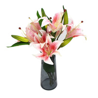 Thumbnail for Premium Faux Pink Lily In Glass Vase (Artificial Tiger Lily Arrangement)