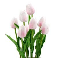 Thumbnail for Flowering Pink Artificial Tulip Plant Arrangement With Ceramic Bowl 35cm