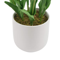 Thumbnail for Flowering White Artificial Tulip Plant Arrangement With Ceramic Bowl 35cm