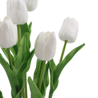 Thumbnail for Flowering White Artificial Tulip Plant Arrangement With Ceramic Bowl 35cm