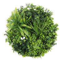 Thumbnail for Flowering White Artificial Green Wall Disc UV Resistant 75cm (Black Frame)