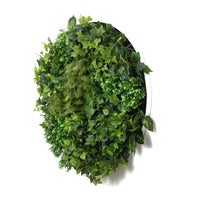 Thumbnail for Slimline Artificial Green Wall Disc Art 80cm Mixed Green Fern & Ivy (White)