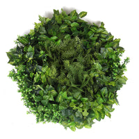 Thumbnail for Slimline Artificial Green Wall Disc Art 80cm Mixed Green Fern & Ivy (White)