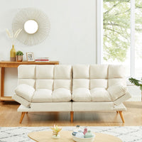 Thumbnail for Alexa 3 Seater Velvet Sofa Bed Futon Cream