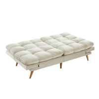 Thumbnail for Alexa 3 Seater Velvet Sofa Bed Futon Cream