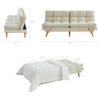 Thumbnail for Alexa 3 Seater Velvet Sofa Bed Futon Cream