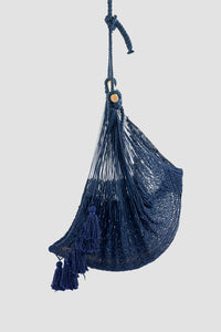 Thumbnail for Deluxe Extra Large Mexican Hammock Chair in Outdoor Cotton Colour Blue